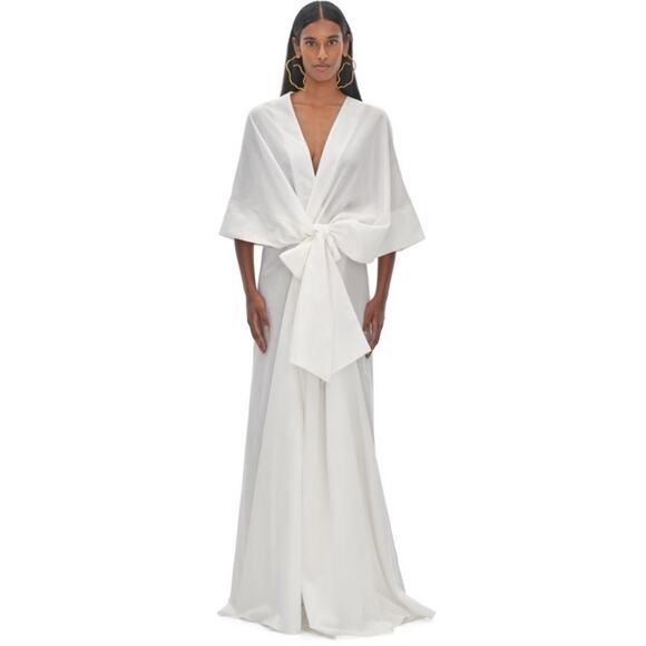 NWT Andrea Iyamah Womens Gamba Robe Kimono Swim Cover Up Beach Ivory One Size - Picture 2 of 13